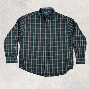 Ralph Lauren Shirt Mens Size 2XB Green Plaid Long Sleeve Button Down Classic Fit
